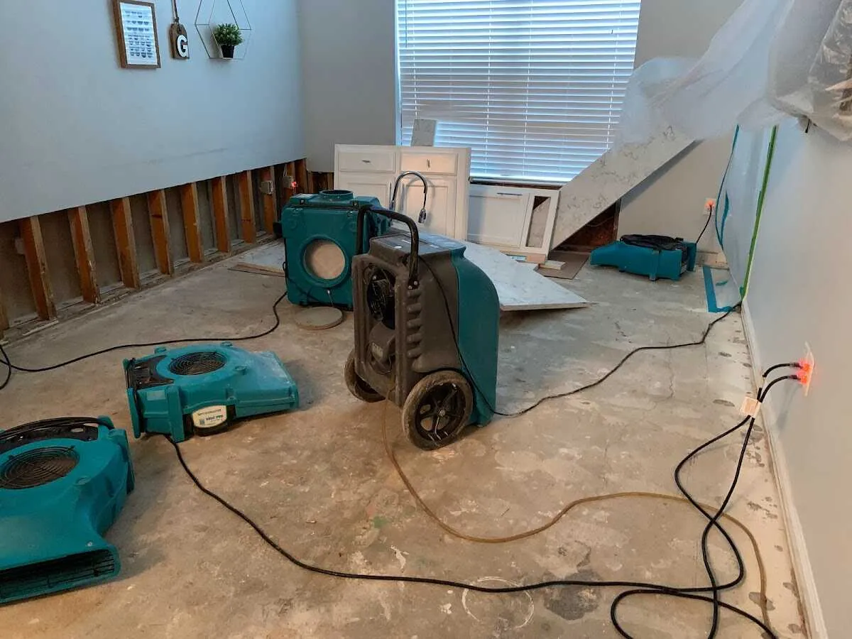 Dehumidifier in flood-cut room for Water Damage Restoration in Pottstown